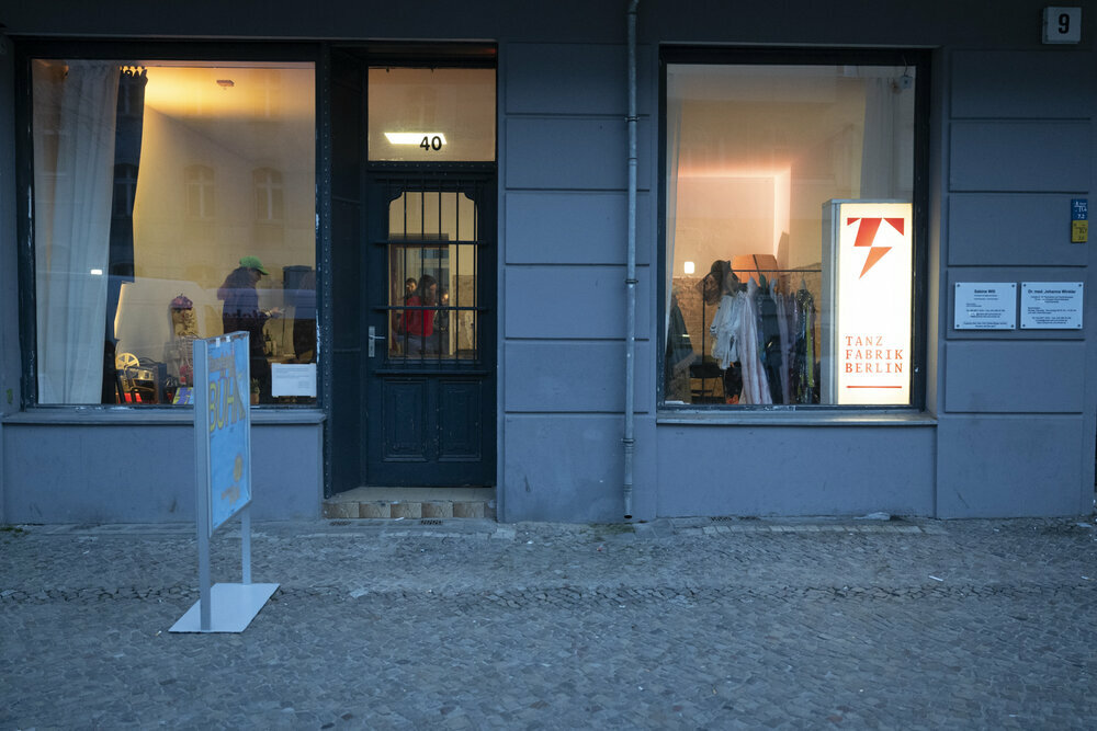 Outside view of a shop window of a gallery space